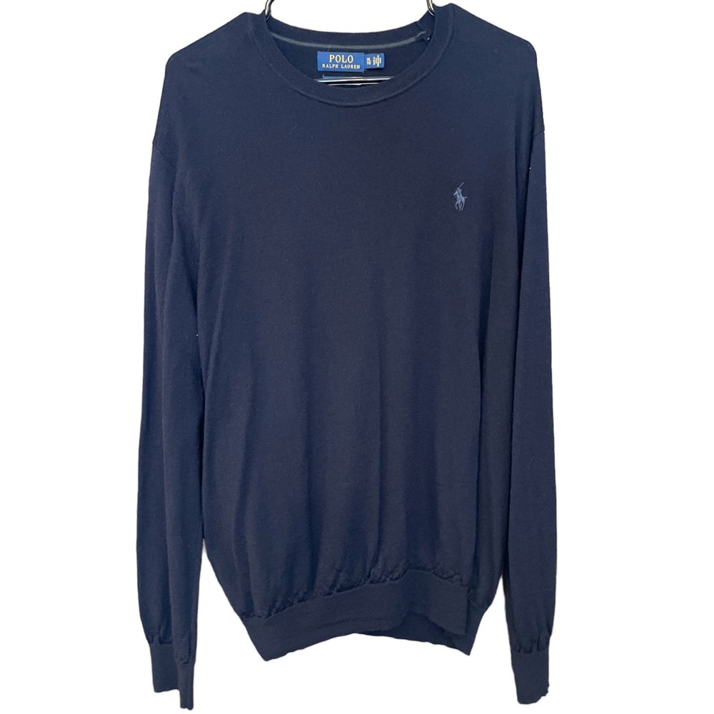 Polo Ralph Lauren Men’s XL Crew Neck Washable Merino Wool Pullover Sweater Blue